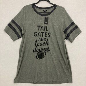 New‎ Torrid Black Gray Touch Down Football Soft Stretch Casual Knit Top 2X